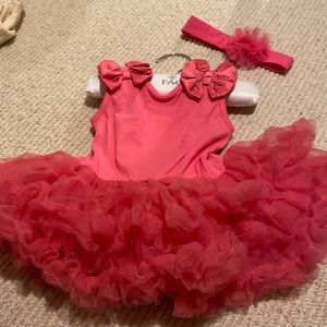 FOA Pink dress and headband  9mo